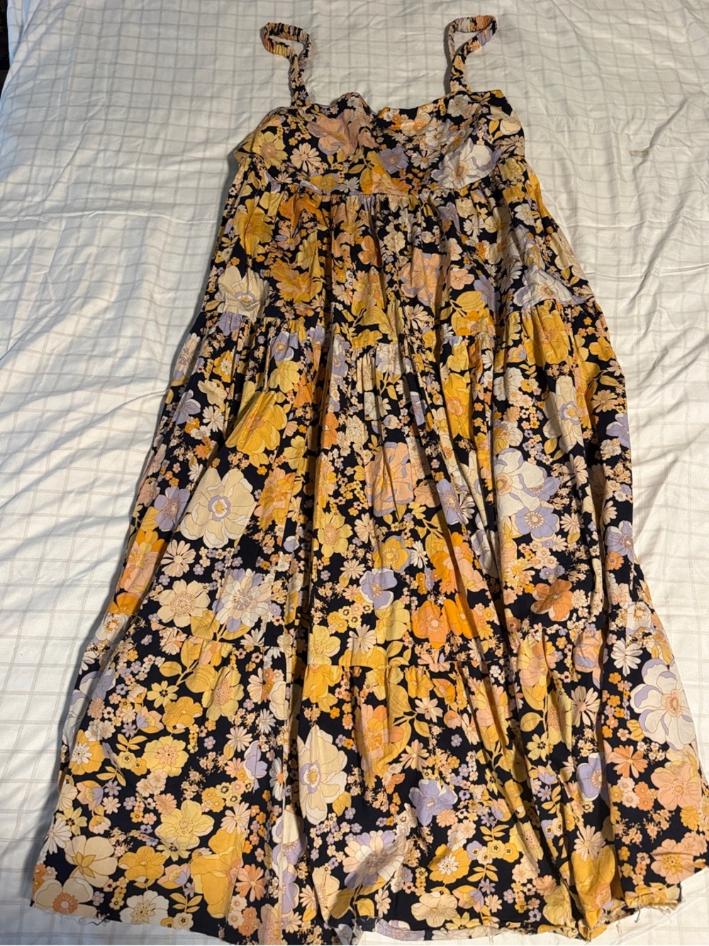Free people Floral Tiered Maxi Dress - Black & Yellow